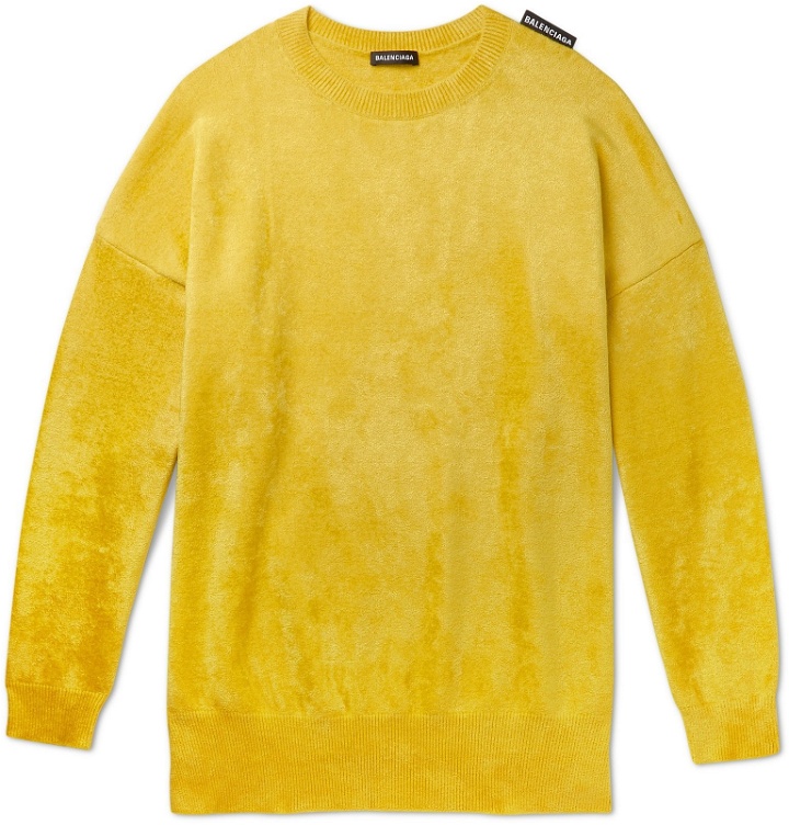Photo: Balenciaga - Oversized Velour Sweater - Yellow