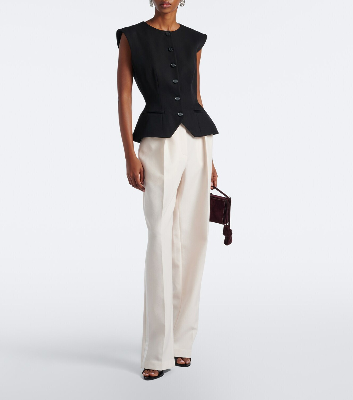 Magda Butrym Pleated silk and wool wide-leg pants