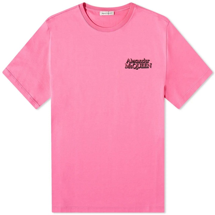 Photo: Alexander McQueen Men's Small Logo Boxy T-Shirt in Sugar Pink