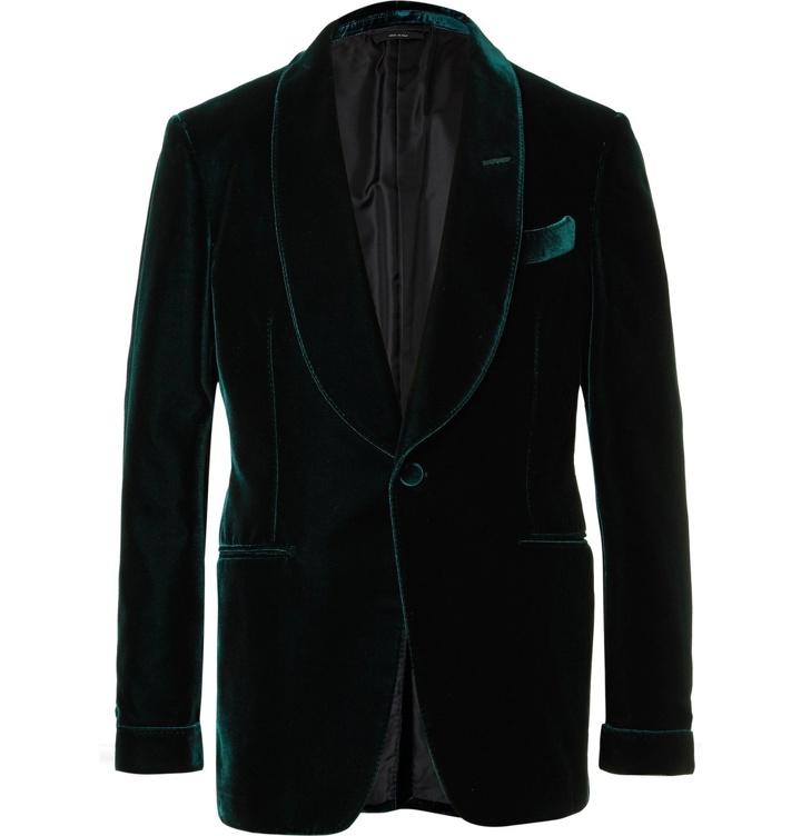 Photo: TOM FORD - Slim-Fit Shawl-Collar Velvet Tuxedo Jacket - Green