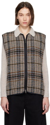 NEEDLES Gray & Brown W.U. Piping Vest