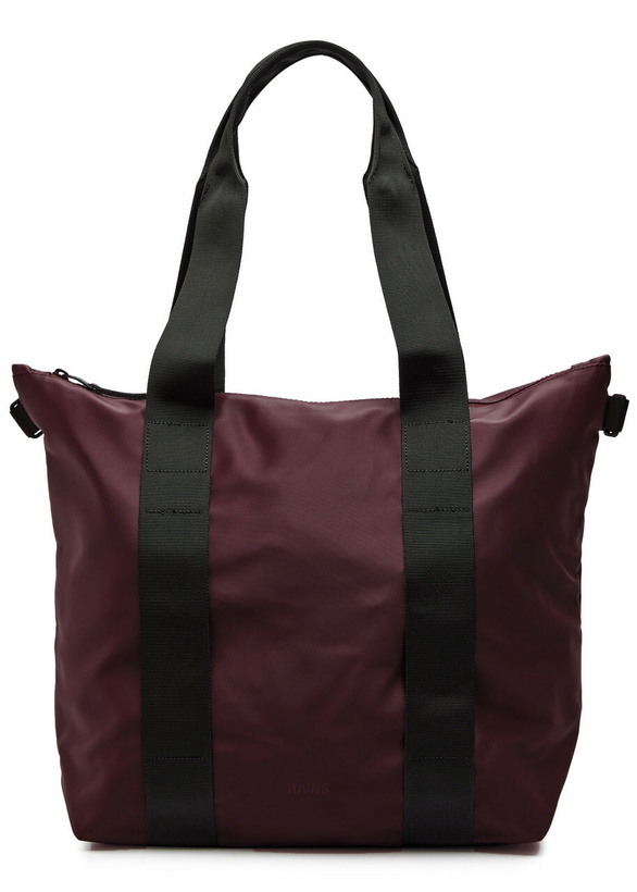 Photo: Rains Mini Rubberised Tote - Burgundy - One Size