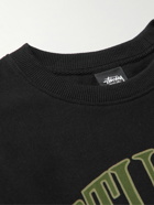 Stussy - Logo-Print Cotton-Blend Jersey Sweatshirt - Black