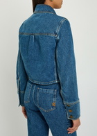 Balmain Cropped Denim Jacket Dark Blue