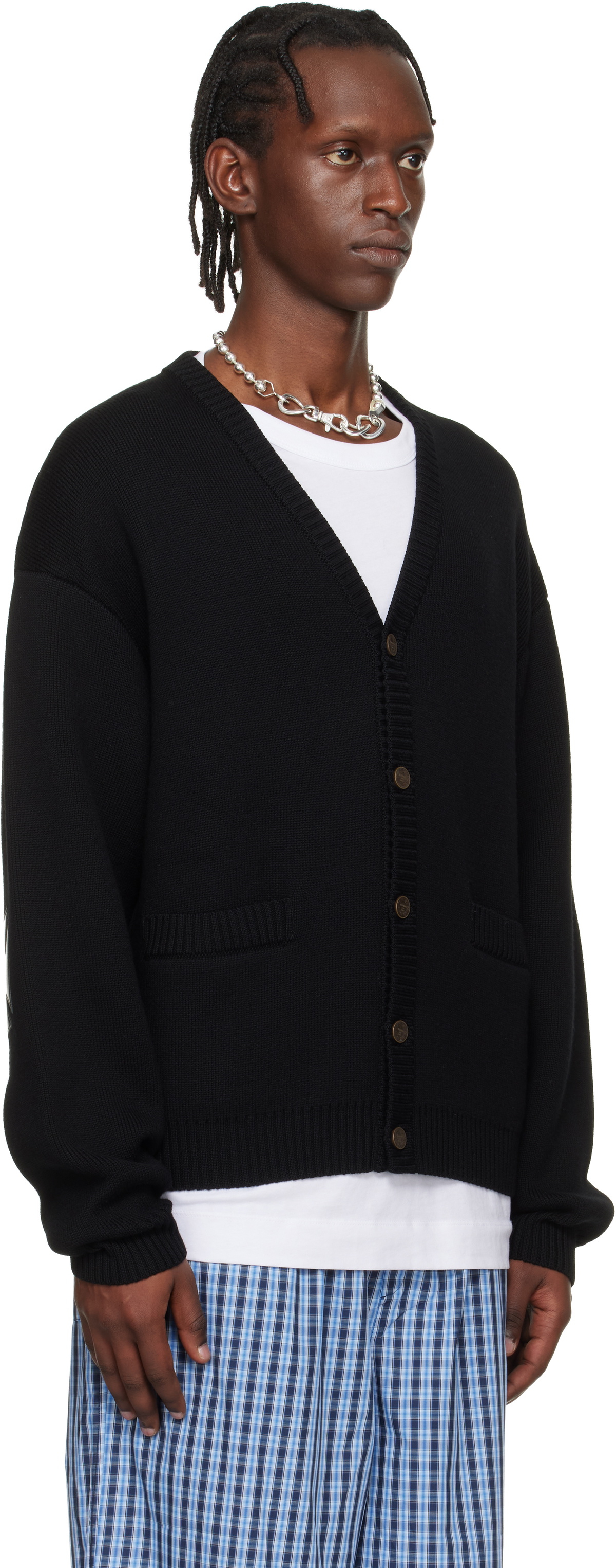 VETEMENTS Black Leather Crosses Cardigan