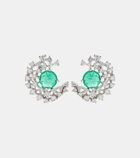 Ananya Scatter 18kt white gold earrings with diamonds and emeralds