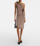 Coperni Floral-appliqué one-shoulder jersey cocktail dress