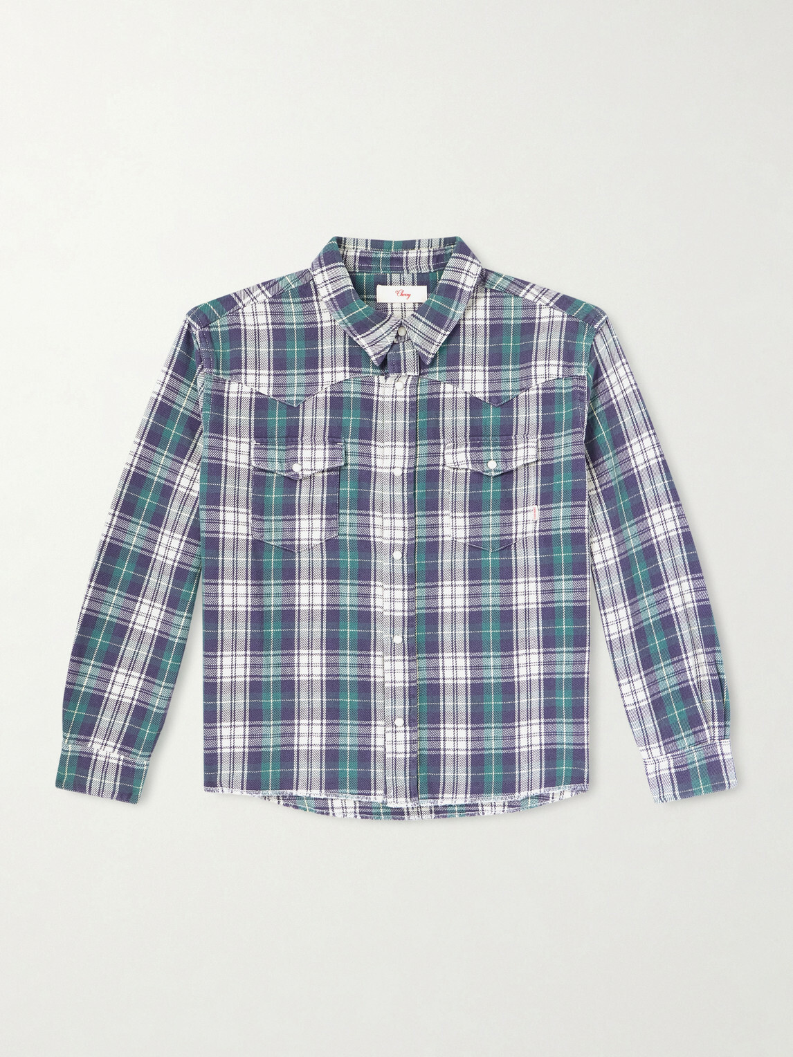 Cherry Los Angeles - Cropped Checked Cotton-Flannel Shirt - Green
