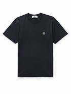 Stone Island - Logo-Appliquéd Garment-Dyed Cotton-Jersey T-Shirt - Blue