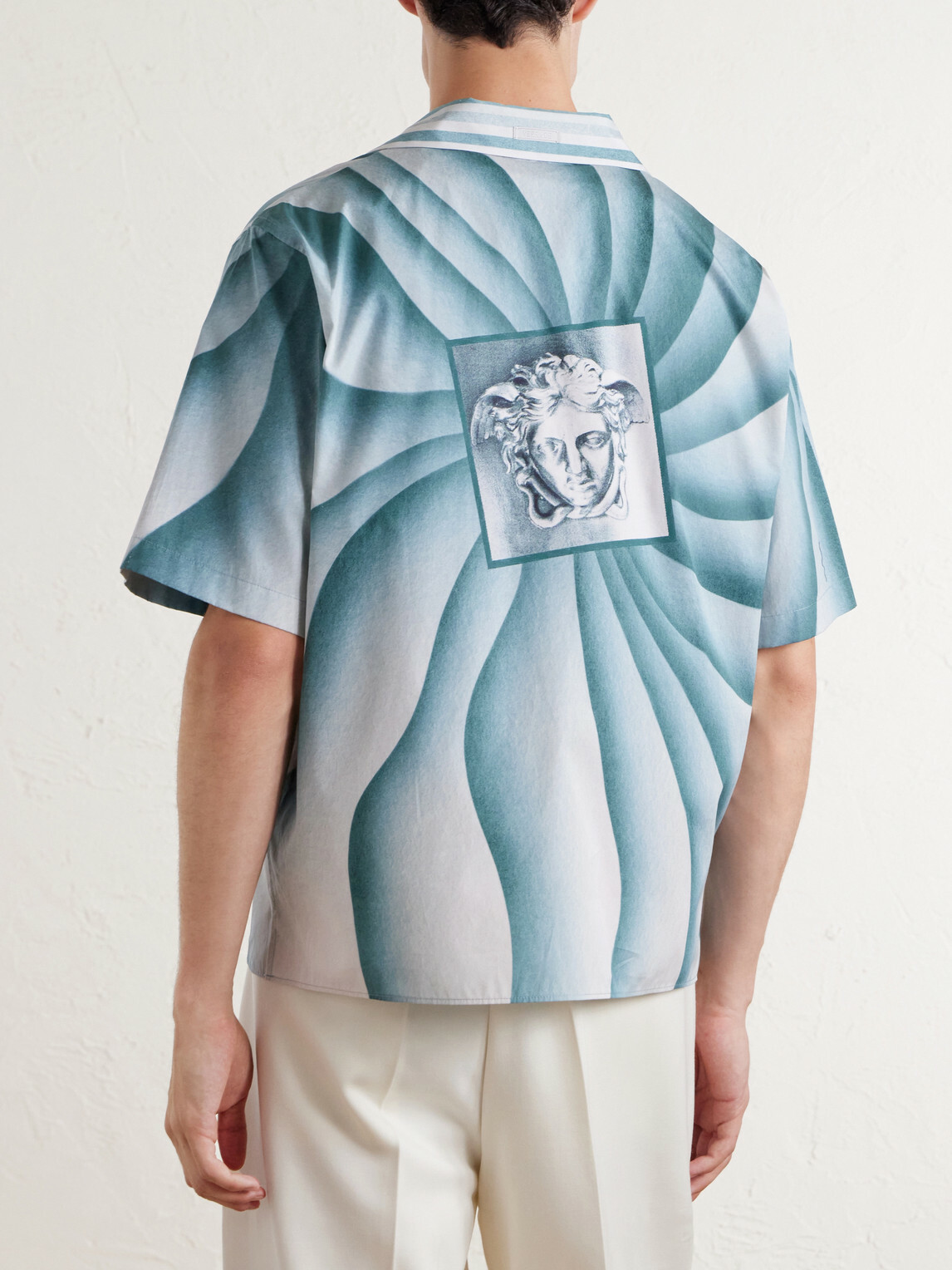 Versace - Camp-Collar Cotton-Poplin Shirt - Blue
