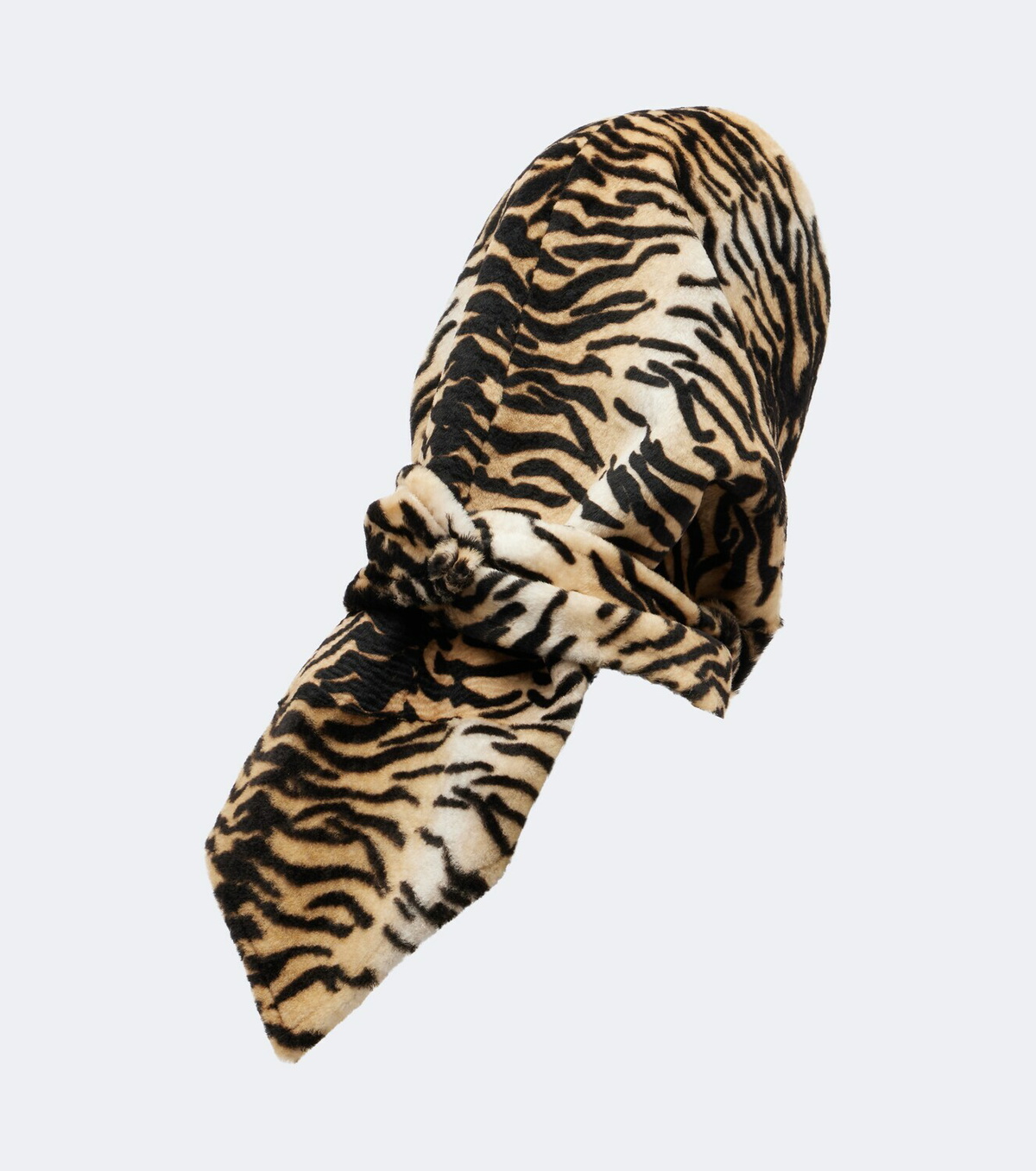 Nour Hammour Printed leather and shearling hood