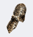 Nour Hammour Printed leather and shearling hood