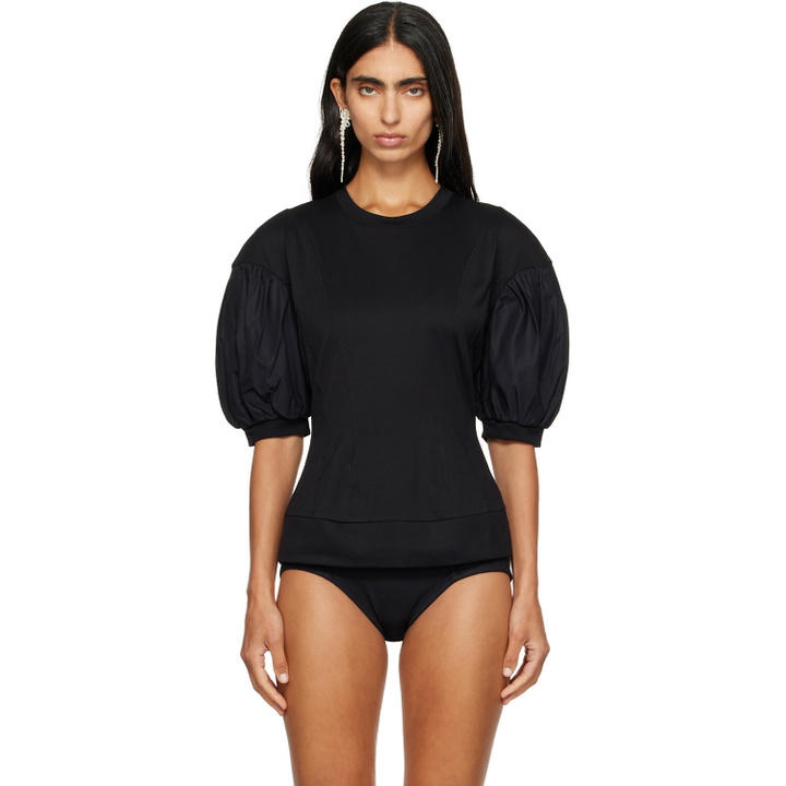 Photo: Simone Rocha Black Puff Sleeve Sculpted Contrast T-shirt