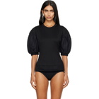 Simone Rocha Black Puff Sleeve Sculpted Contrast T-shirt