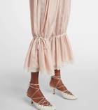 Chloé Lace-trimmed silk pongé cropped pants