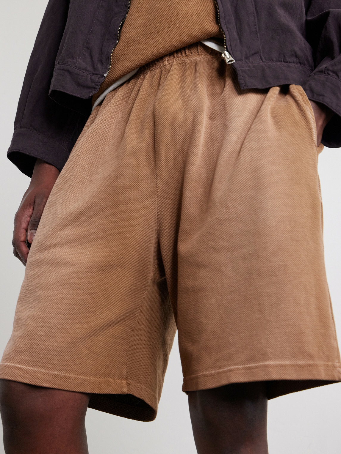 Les Tien - Straight-Leg Cotton-Piqué Drawstring Shorts - Brown