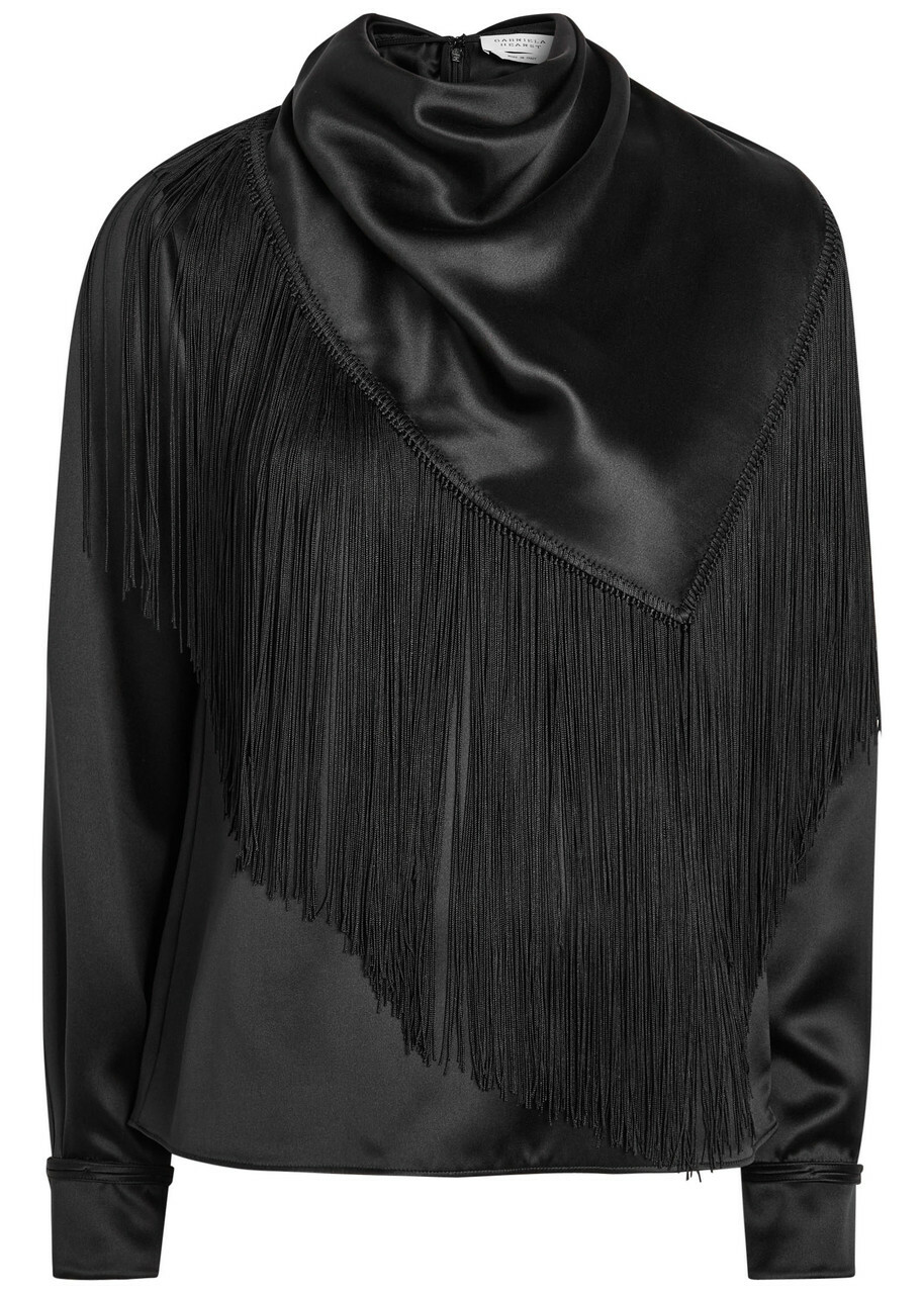 Gabriela Hearst Anderson Scarf-effect Draped Silk top Black