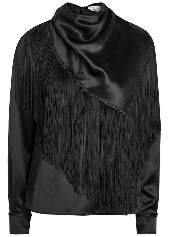 Photo: Gabriela Hearst Anderson Scarf-effect Draped Silk top Black