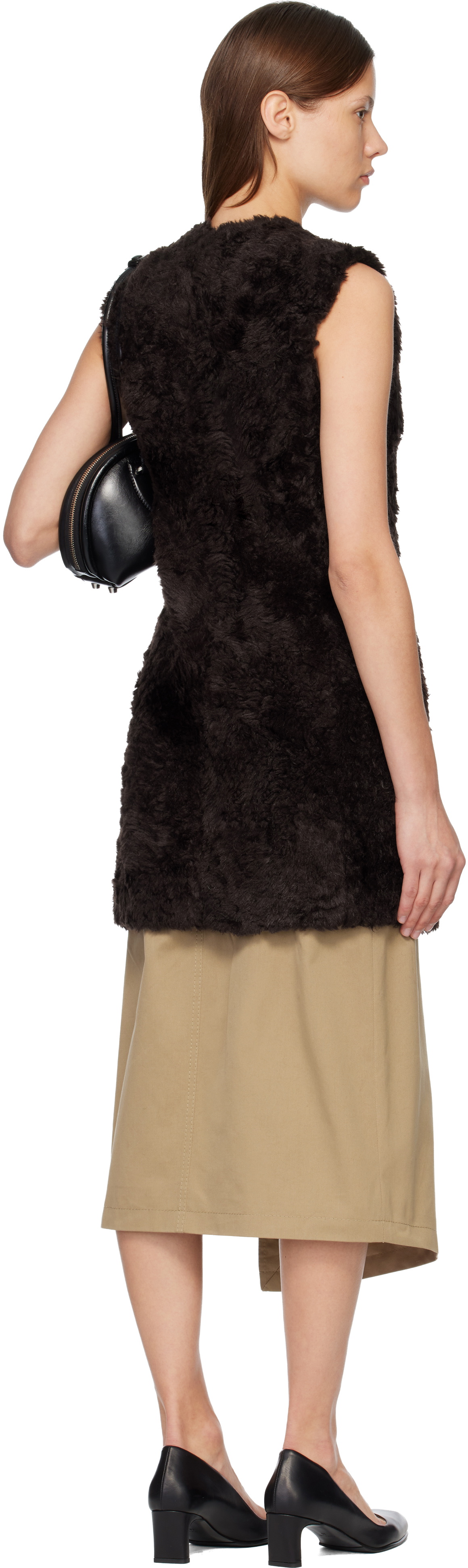Acne Studios Brown Faux-Fur Minidress