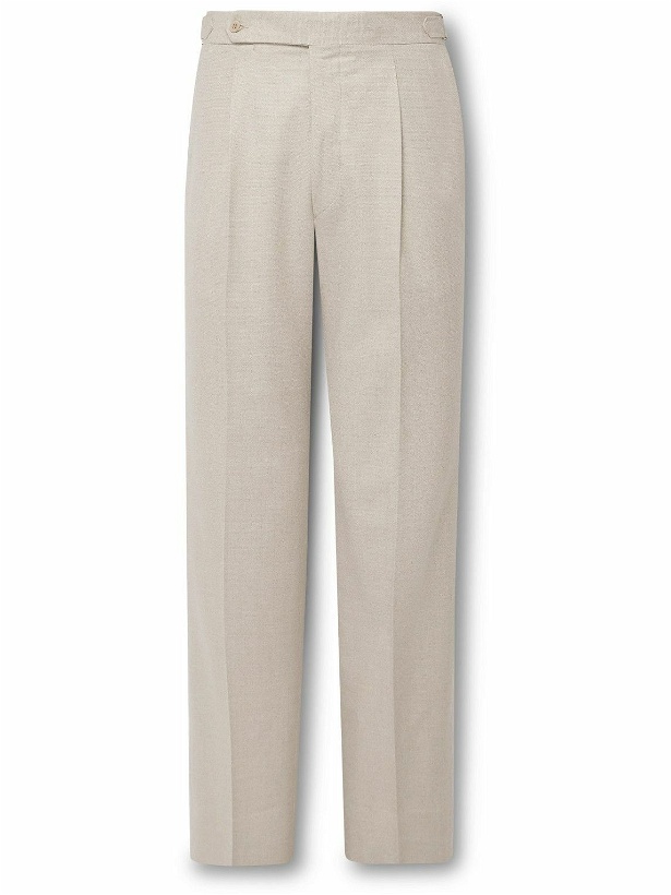 Photo: Stòffa - Tapered Pleated Wool Trousers - Neutrals