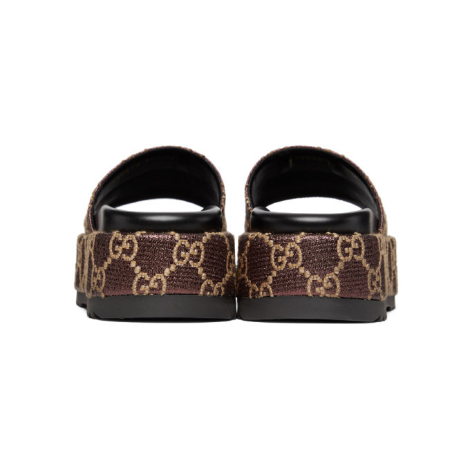 Gucci Burgundy Lame GG Sandals Gucci display picture 1
