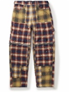 Givenchy - Straight-Leg Convertible Distressed Checked Cotton-Flannel Trousers - Brown