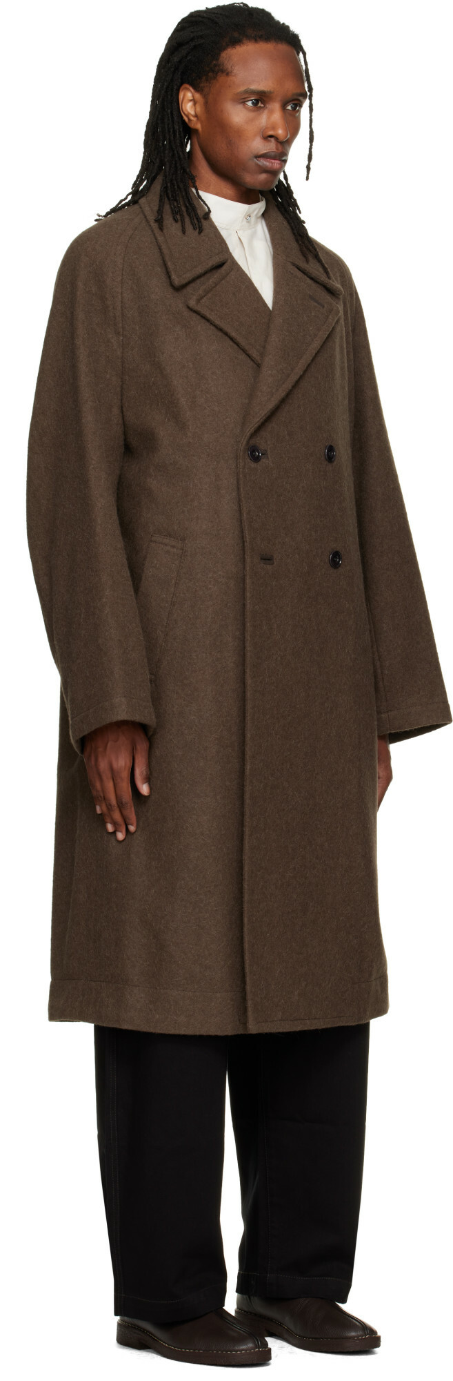 LEMAIRE Brown Double-Breasted Coat
