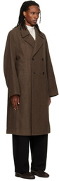LEMAIRE Brown Double-Breasted Coat