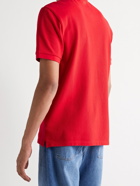 AMI PARIS - Logo-Appliquéd Cotton-Piqué Polo Shirt - Red