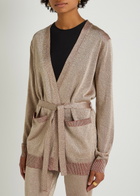 Missoni Belted Lamé-knit Cardigan Rose