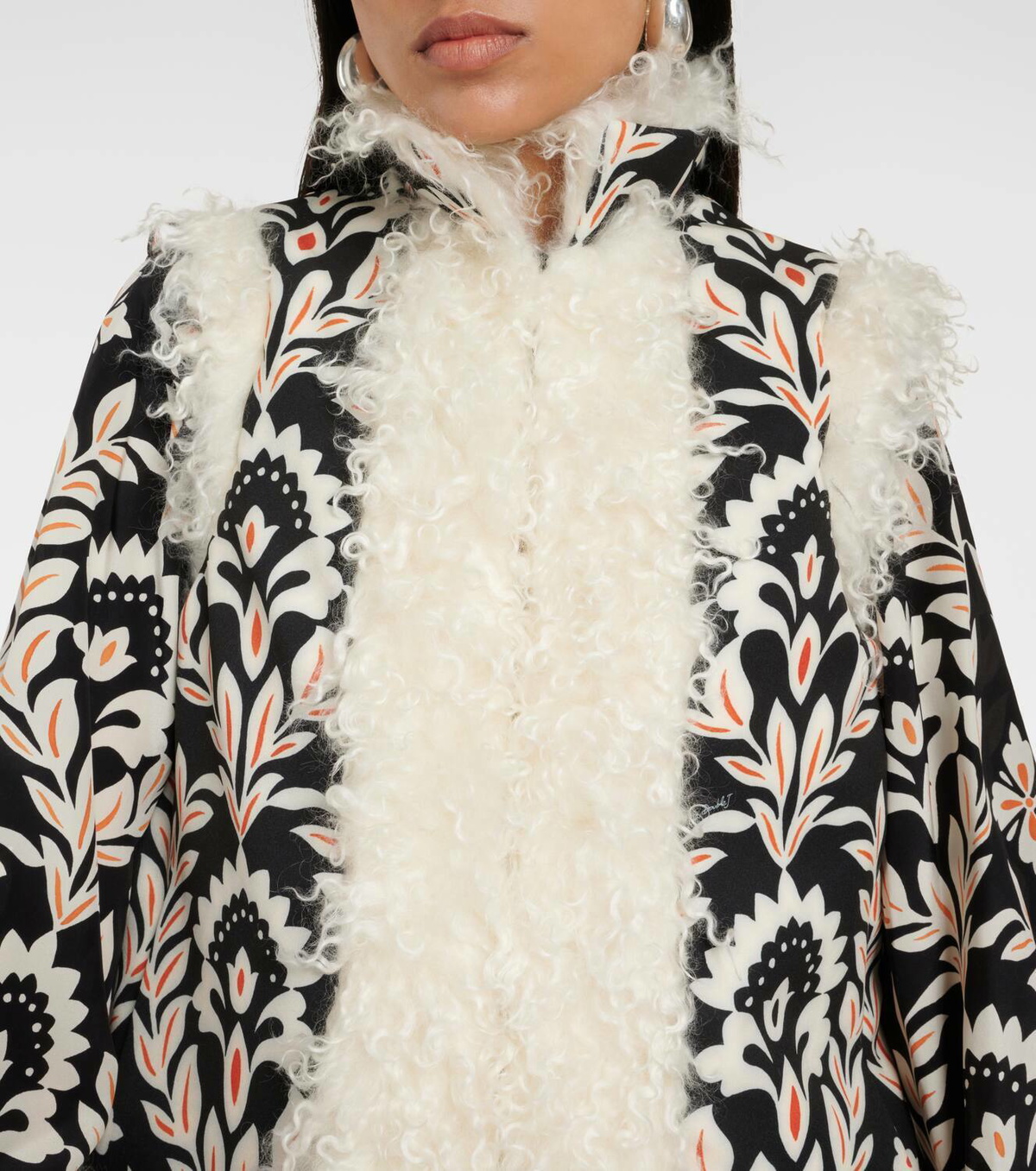 La DoubleJ Printed mohair-trimmed jersey vest