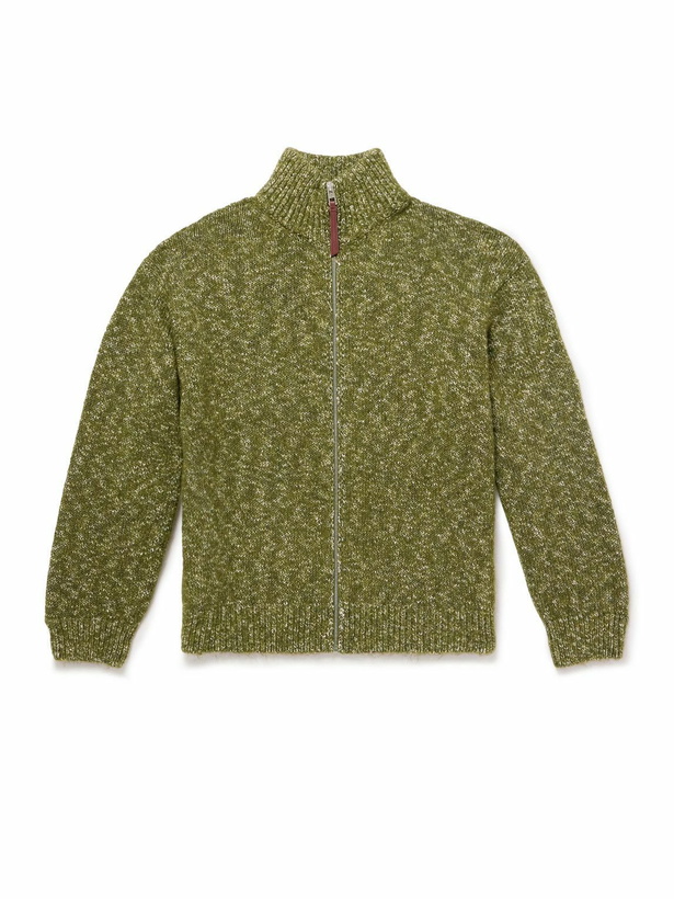 Photo: LOEWE - Logo-Jacquard Knitted Cardigan - Green