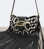 Fendi Croissant fringed calf hair shoulder bag