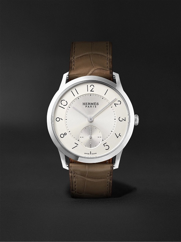 Photo: Hermès Timepieces - Slim d'Hermès Acier Automatic 39.5mm Stainless Steel and Alligator Watch, Ref. No. W045266WW00