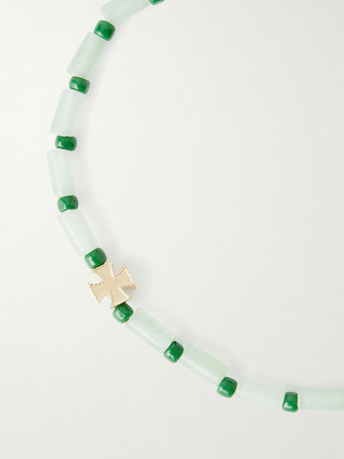 Luis Morais - 14-Karat Gold Aventurine Beaded Bracelet