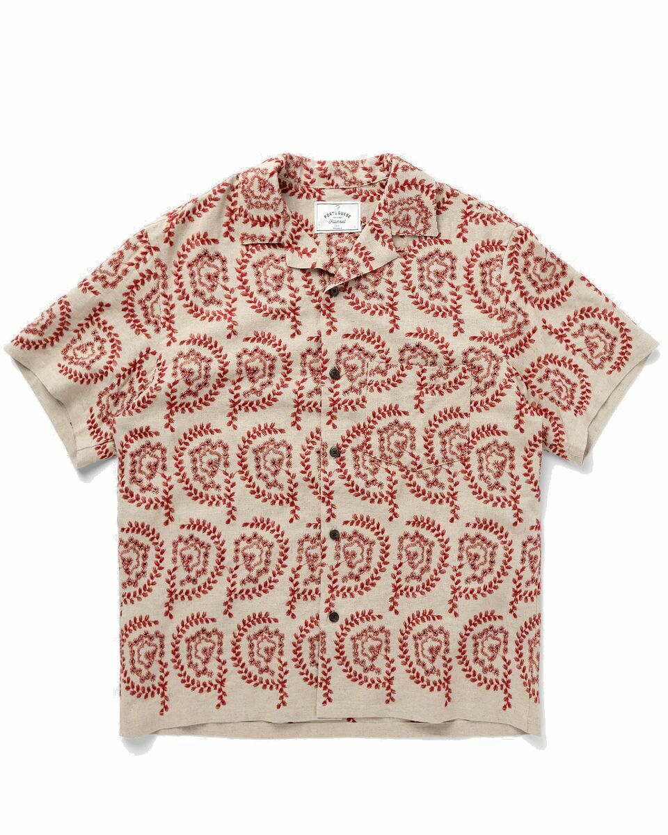 Photo: Portuguese Flannel Tapestry Nature Red/Beige - Mens - Longsleeves