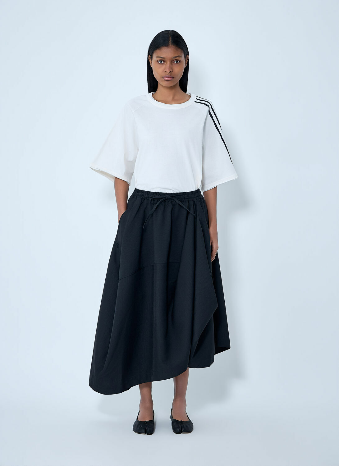 Y-3 Asymmetric Gathered Midi Skirt