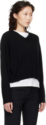 Loulou de Saison Black Anzor LDS Cashmere V Neck Sweater