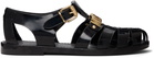 Moschino Black Jelly Logo Lettering Sandals