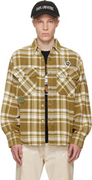 AAPE by A Bathing Ape Khaki Moonface Check Long Sleeve Shirt