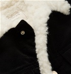 Maison Kitsuné - Slim-Fit Faux Shearling-Trimmed Cotton-Corduroy Trucker Jacket - Black