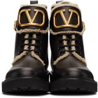 Valentino Garavani Leather & Shearling VLogo Combat Boots