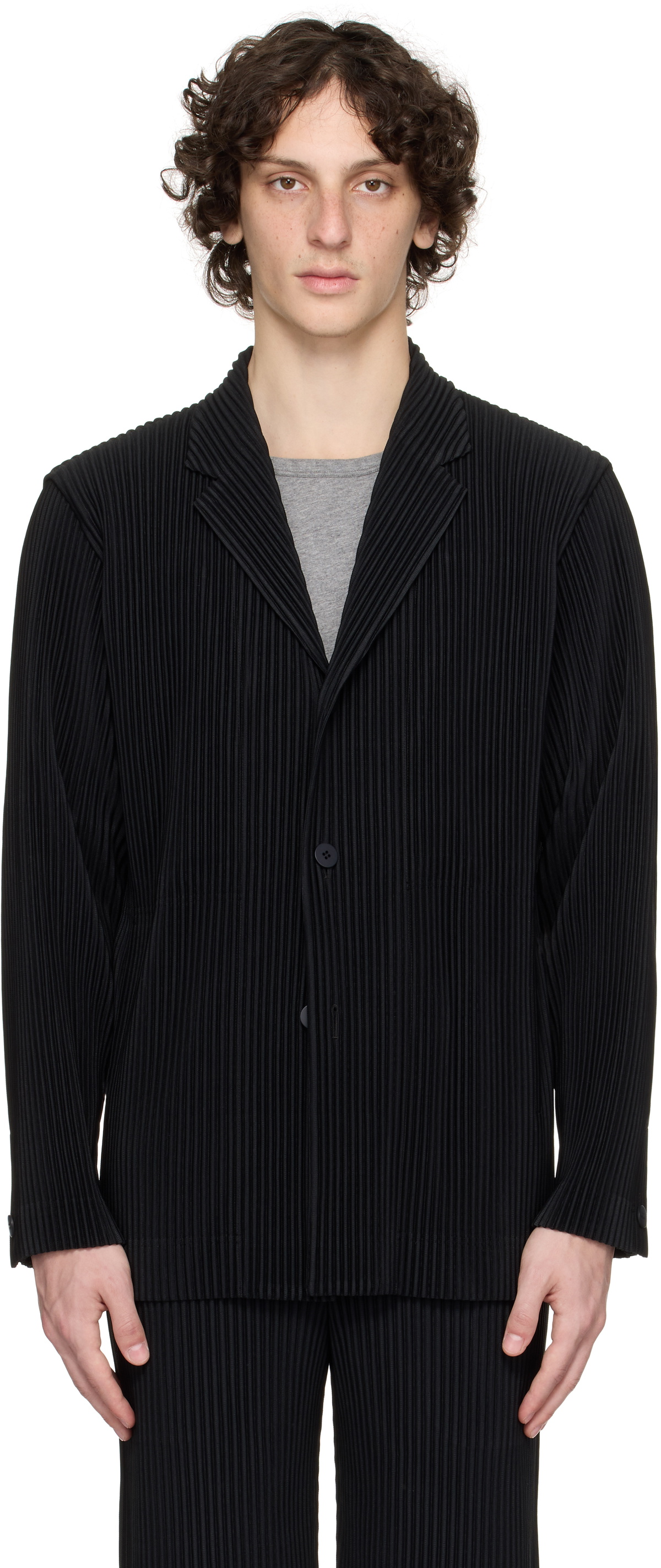 HOMME PLISSÉ ISSEY MIYAKE Black Kinetic Sculpture Jacket