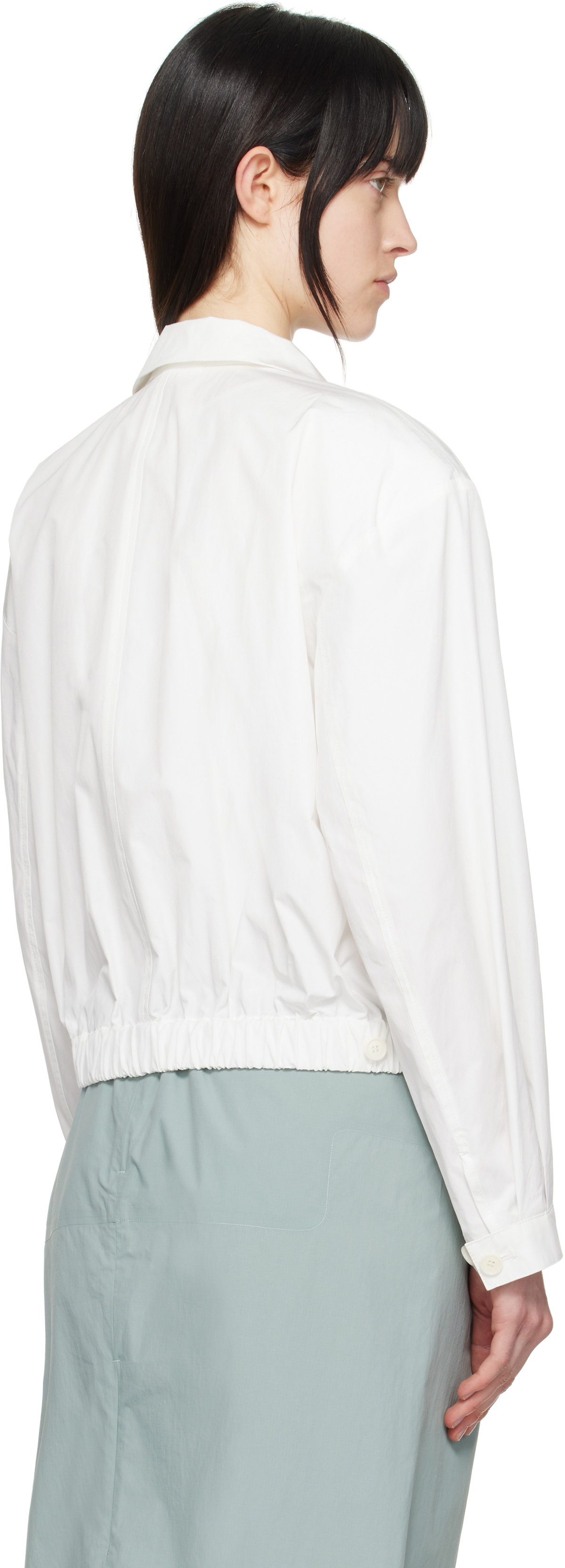 AMOMENTO White Cropped Zip-Up Jacket