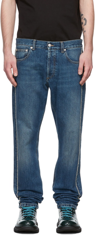 Photo: Alexander McQueen Blue Raw Cut Jeans