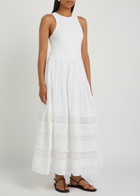 Polo Ralph Lauren Embroidered Stretch-cotton Midi Dress White