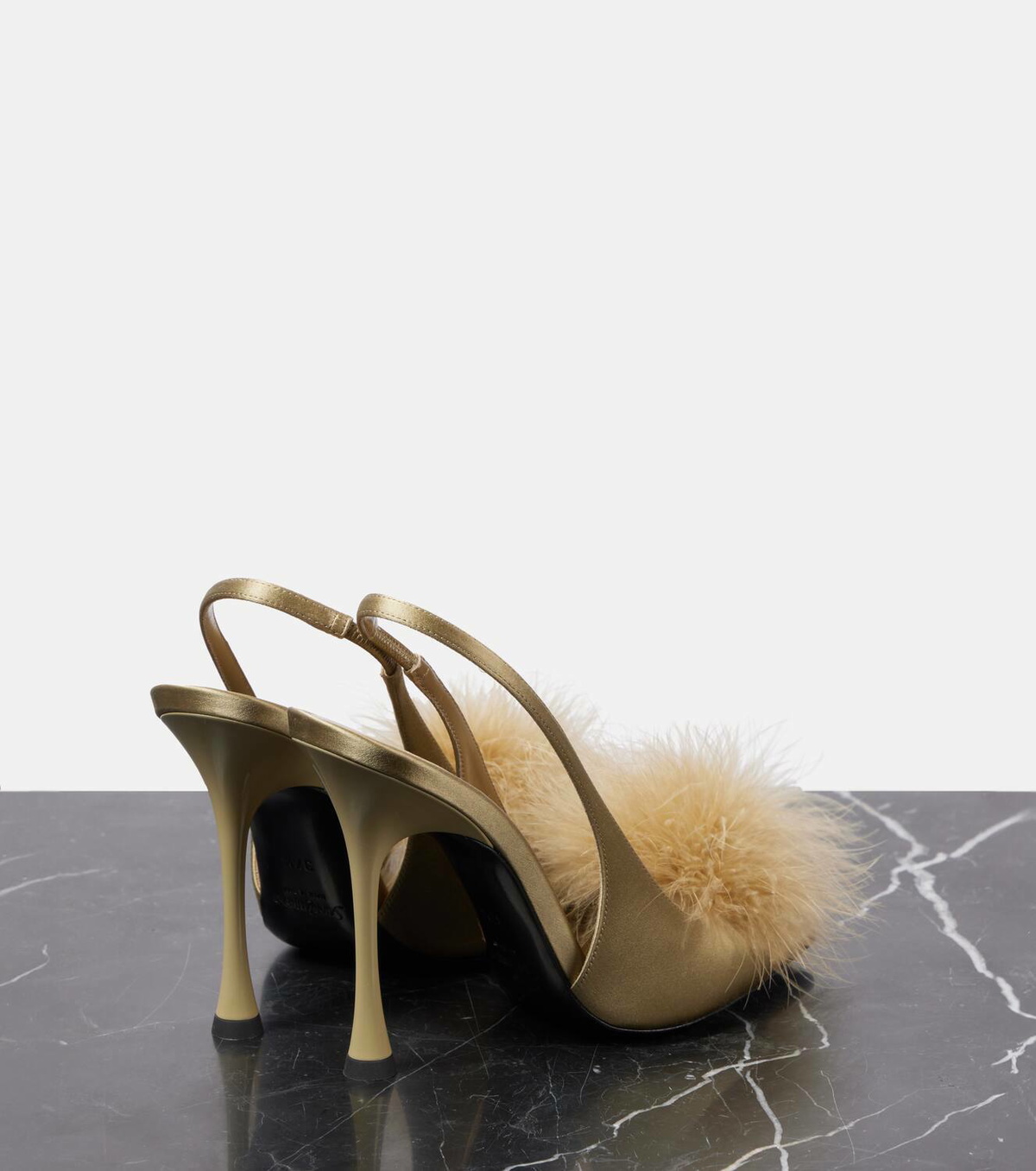 Saint Laurent Paradis 110 feather-trimmed satin sandals Saint Laurent