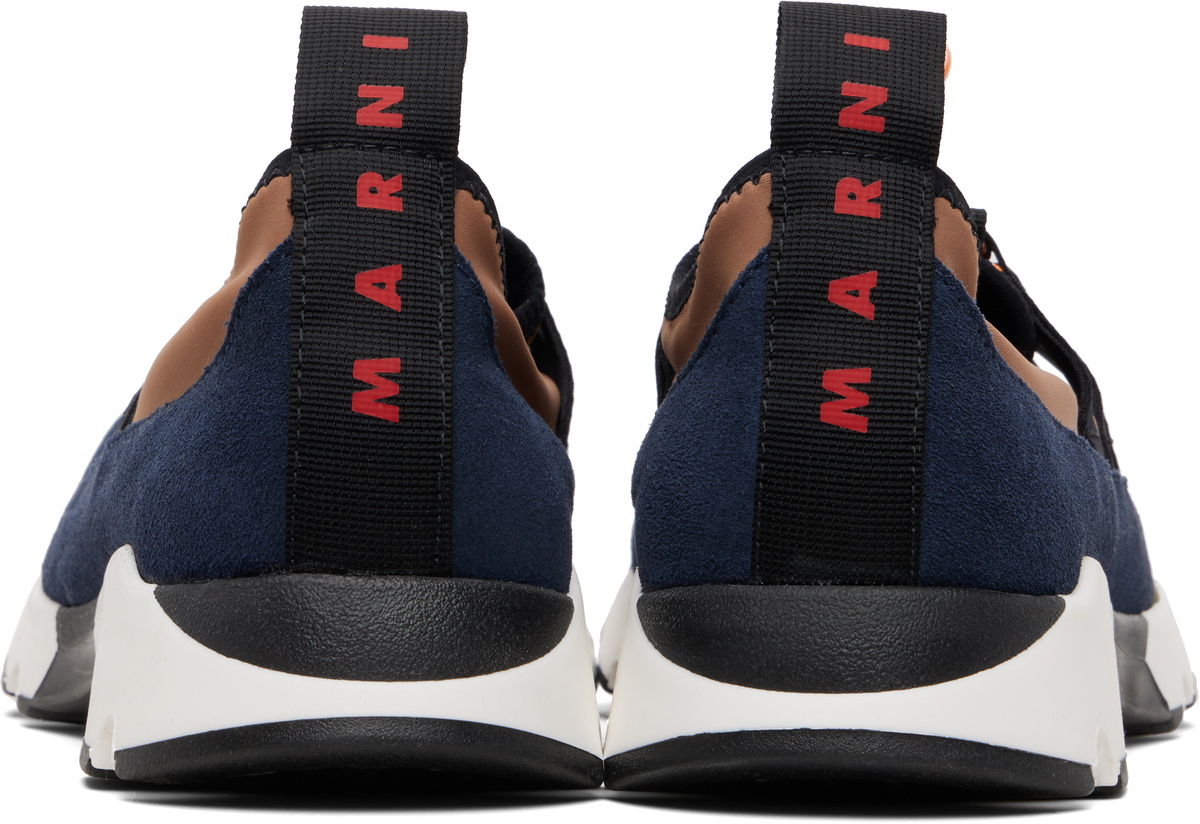 Marni Brown & Navy Lycra Lace-Up Running Sneakers