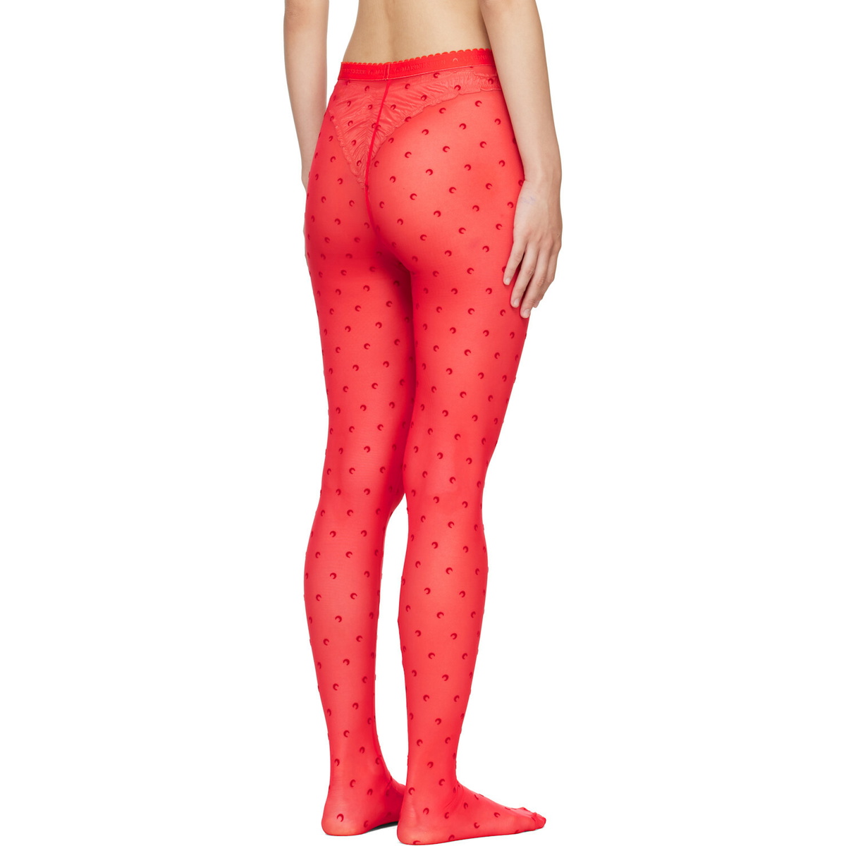 Marine Serre Red Plumetis Mesh Tights