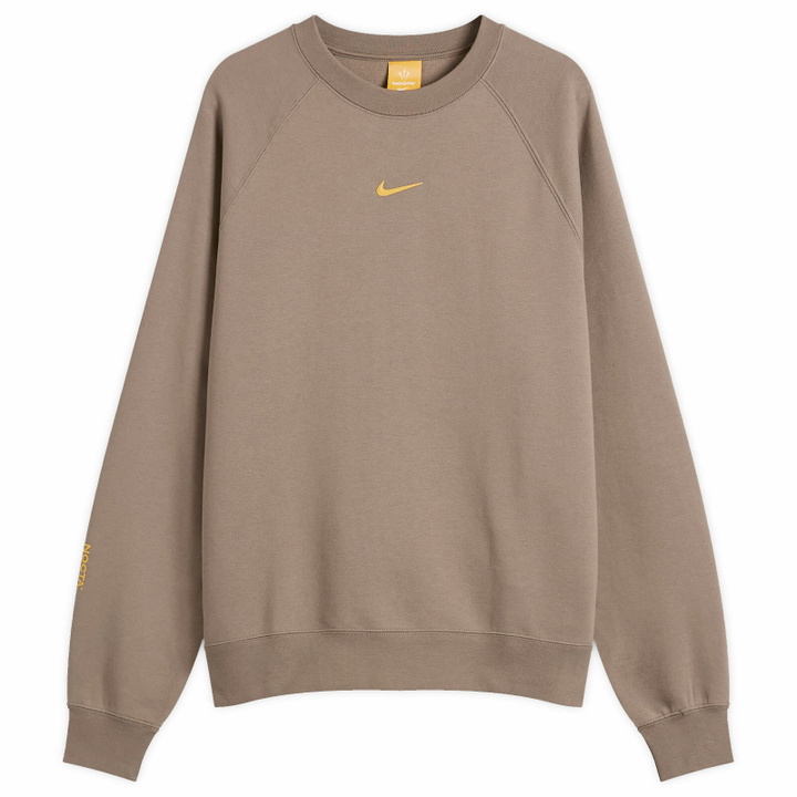 Photo: Nike Men's x Nocta Cardinal Stock Crew Fleece Sweatshirt in Olive Grey/Yellow Ochre